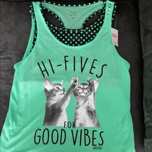 Justice active tank top with sports bra under